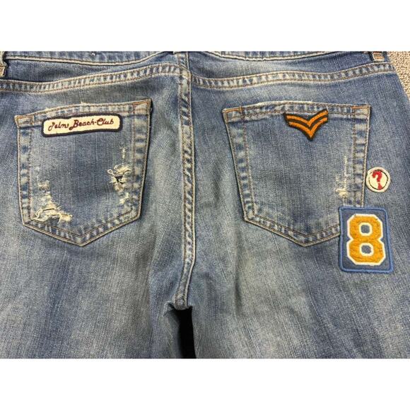 Zara Premium Jeans Women 6 Boyfriend Slim Fit Embroidered Patches Distressed - Picture 9 of 11